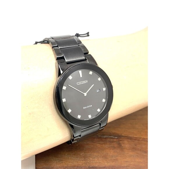Citizen Men's Watch Eco-Drive Axiom AU1065-58G Diamond Accent Black Dial 40mm - Picture 11 of 14